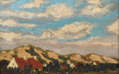 Godart J., a southern landscape with houses, oil...