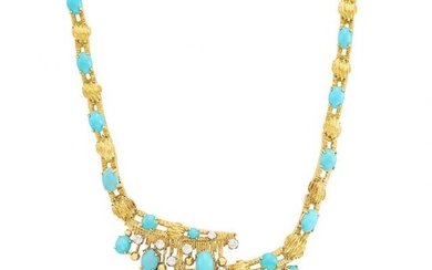Gold, Turquoise and Diamond Necklace, Peter Lindeman