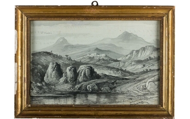 Gonsalvo Carelli (a firma di), View of mountain landscape mid 19th century