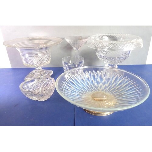 Good glassware to include two cut-glass, urn-shaped pedestal...