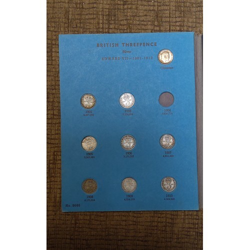 Great Britain Threepence silver collection 1902 to 1945 miss...