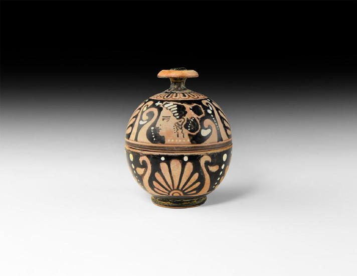 Greek Spherical Pyxis with Ladies of Fashion