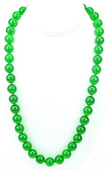 Green Nephrite Jade Necklace W 16mm Beads