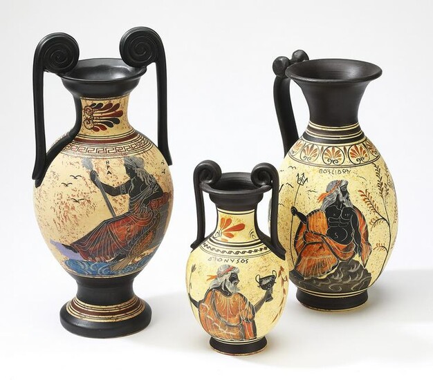 Group of (3) Ancient Greek replica pottery pieces