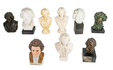 Group of 9 Various Busts of Beethoven