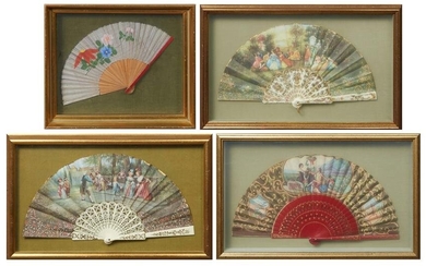 Group of Four Folding Hand Fans, 19th c., consisting of