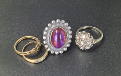 Group of Four Vintage 14K Gold and Sterling Silver Rings