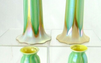 Group of Quezal lily art glass shades
