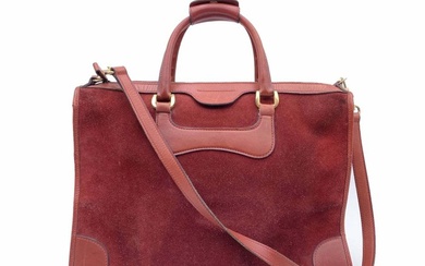Gucci - Vintage Burgundy Suede and Leather Tote Satchel with Strap - Handbag