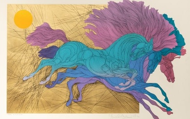 Guillaume A. Azoulay (Moroccan, B. 1949) Serigraph in Colors on Wove Paper, 2004, "Le Saut", H 37" W