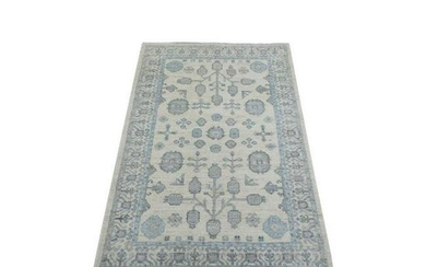 Hand Knotted Washed Out Peshawar Beige Organic Wool Rug