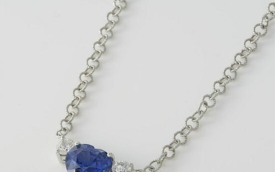 Heart Shaped Ceylon Sapphire & Diamond Pendant