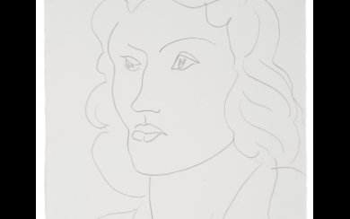Henri Matisse ( Le Cateau-Cambrésis 1869 - Nizza 1954 ) , "Tête de femme" 1946 pencil on paper cm 52.5x40.5 Signed lower right Provenance Private collection, London This work is accompanied...