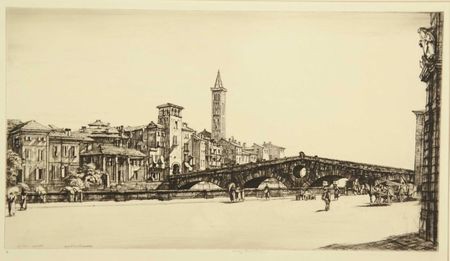 Henry George Rushbury. Roman Bridge, Verona. 1929.