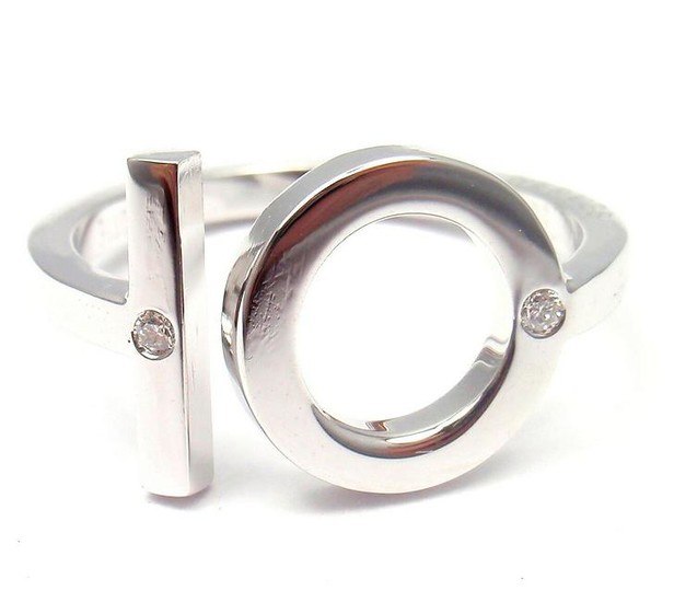 Hermes 18k White Gold Diamond 10 Band Ring Size 7