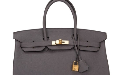 Hermès Etain Birkin 35cm of Togo Leather with Gold Hardware