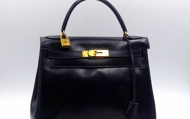 Hermès - Kelly 28 Blue NotteVintage Original in BoxCon Lucchetto e chiave Anno 1970 Handbag