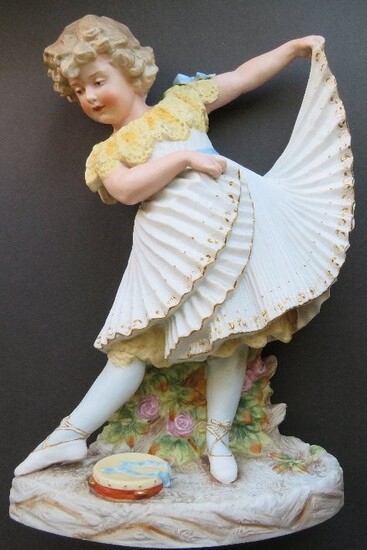 Heubach Porcelain Ballet Dancer Girl Large Figure 1880