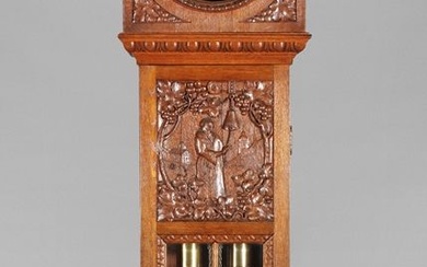 Horloge de parquet Gründerzeit marquée Friedrich Maute, vers 1890, boîtier d'apparat exceptionnel, en chêne massif,...