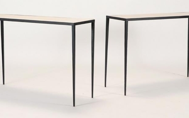 IRON AND PARCHEMNT CONSOLE TABLES MANNER OF FRANK