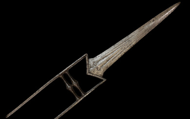 Indian Katar dagger, 18 century. Silver inlay.
