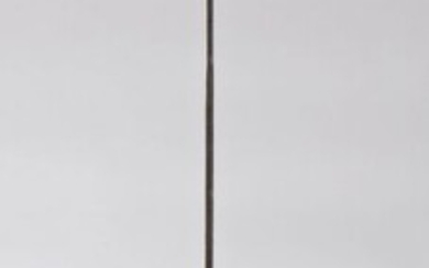 Iron pricket, the standing pricket with a spike to the end and arched supports to the base, 138cm