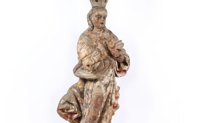 Italian 17th Century polychromed gilt gesso carved wood Virgin of the Immaculate Conception from the