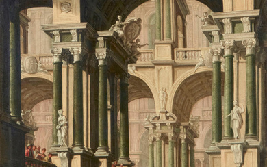 Italian School (18th Century) Figures in an architectural setting 39...