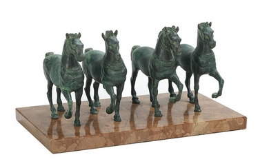 Italian Verdigris-Patinated Bronze Figural Group