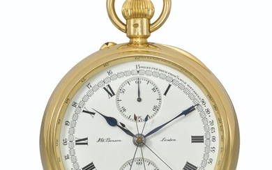 J.W. BENSON. A HIGHLY IMPORTANT, UNIQUE AND MAGNIFICENT TRIP-MINUTE REPEATING 18K GOLD ASTRONOMIC DOUBLE-DIALLED OPENFACE KEYLESS LEVER NAVIGATOR'S WATCH WITH TRIPLE SPLIT-SECONDS CHRONOGRAPH, 60-MINUTE REGISTER, TACHYMETER, EQUATION OF TIME...