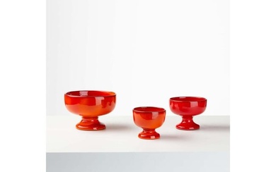 Jacques (1926-2008) & Dani Ruelland (1933-2010) Set of three dishes with pedestal foot