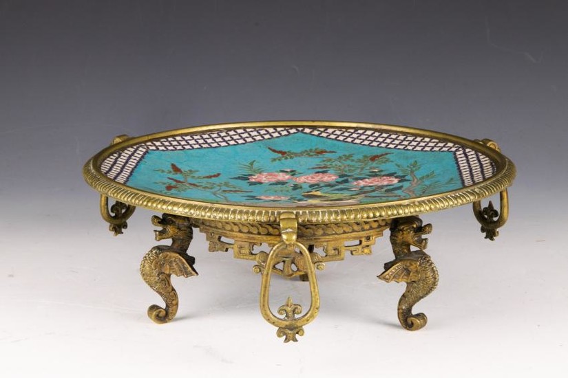Japanese Cloisonne Footed Charger