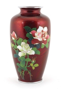 Japanese cloisonné vase enamelled with flowers and decorated...