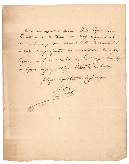 Jean-Baptiste Biot Autograph Letter Signed