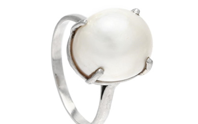 Jewellery Ring RING, palladium, natural saltwater pearl, 13,2x11,4x11,3 mm G...
