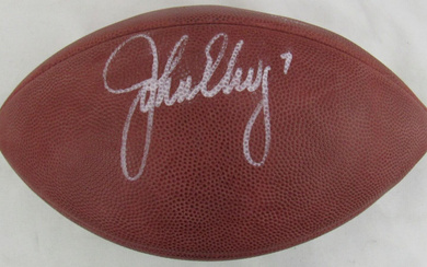 John Elway & Brett Favre Signed Official Super Bowl XXXII Logo NFL Football (JSA)