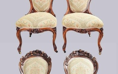 John Henry Belter Parlor set of 4 carved chairs