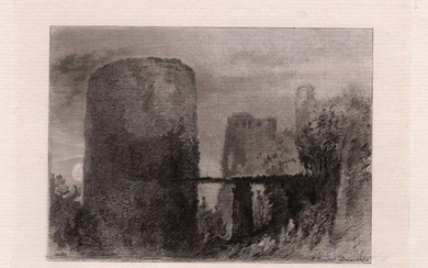 Joseph Mallord William Turner Ruined Castle etching signed