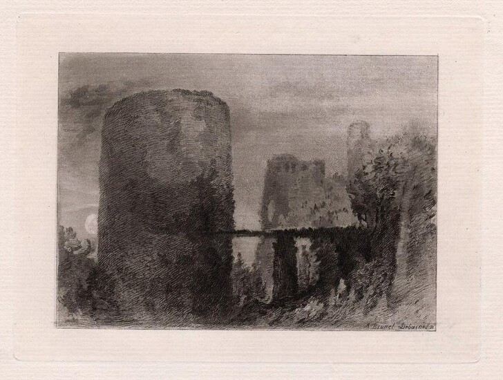 Joseph Mallord William Turner Ruined Castle etching signed