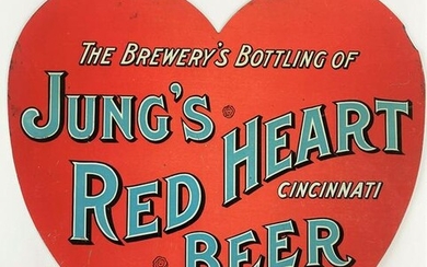 Jung's Beer Heart-Shaped Tin Advertising Sign