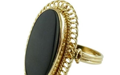 LADY'S 14K YELLOW GOLD OVAL BLACK ONYX STATEMENT RING