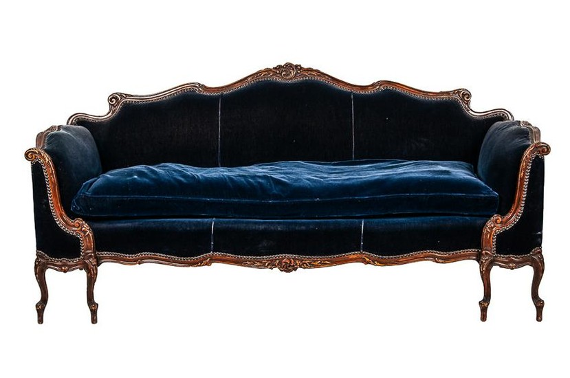 LOUIS XV STYLE CARVED WALNUT SETTEE