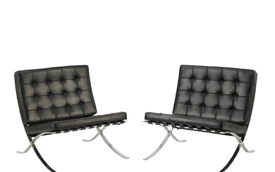 LUDWIG MIES VAN DER ROHE A PAIR OF BARCELONA CHAIRS FOR KNOLL