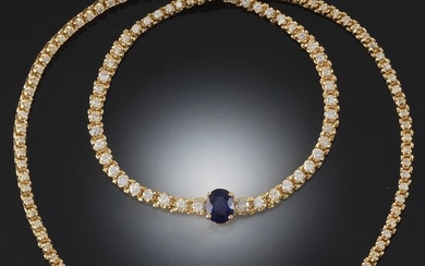 Ladies' Synthetic Sapphire and Diamond Riverie Necklace