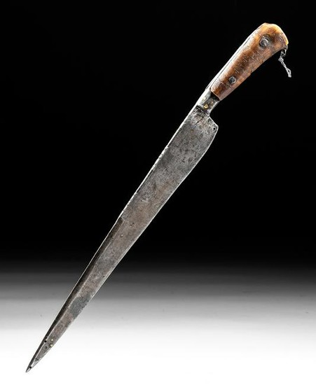 Late 18th C. Spanish Colonial Steel, Brass & Bone Knife