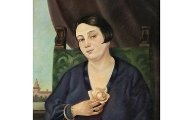 Leonor Fini, 1907 Buenos Aires – 1996 Paris, Portrait einer Dame mit Rose, 1928