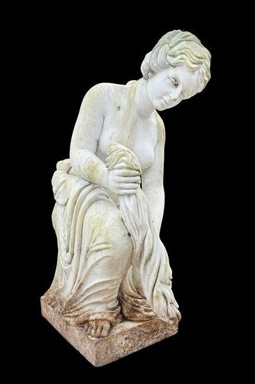 Life Size Marble Sculpture of Nude Washer Woman