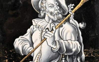 Limoges Grisaille Enamel Plaque of a Cavalier, 17th
