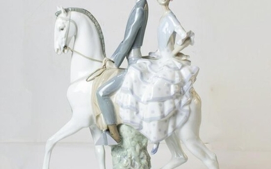 Lladro porcelain equestrian sculpture of a young couple
