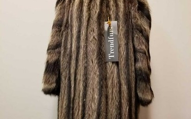 Long Silver Racoon Fur Coat Full Length From Germany